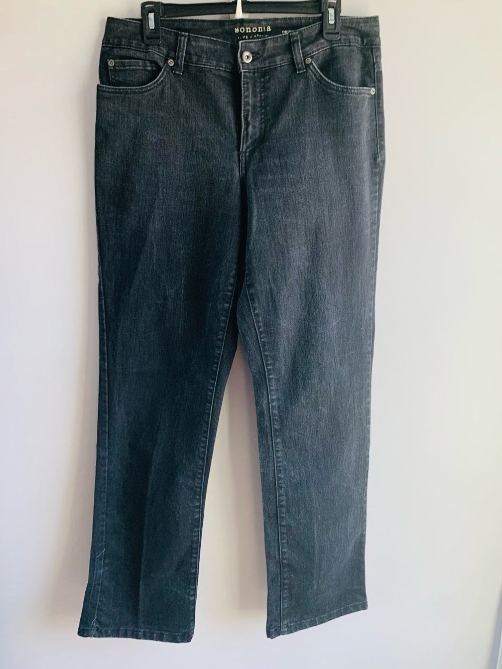 Sonoma Jeans Washed Black Straight Leg Classic Casual Size 12 Avg